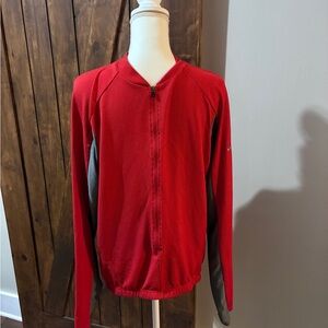 Nike Sphere Dry Jersey XL Red/Gray Long Sleeve Cycling Shirt ¾ Zip Up Pullover